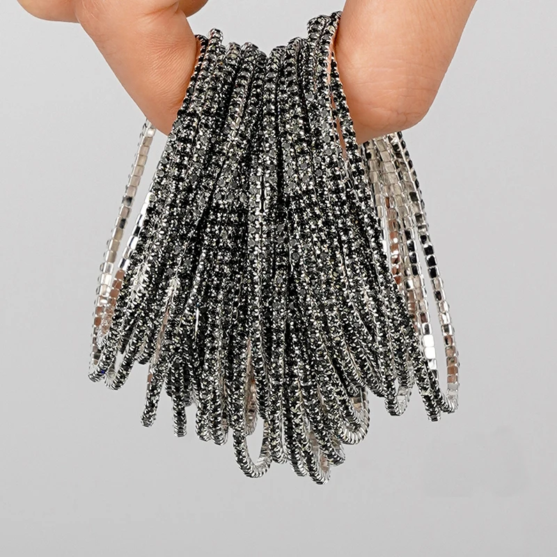 5 Stück modische elastische Armbänder mit Kristall-Strass für Damen, dehnbare, stapelbare Armbänder, klassisches Armband, täglicher Damenschmuck – Detail 16