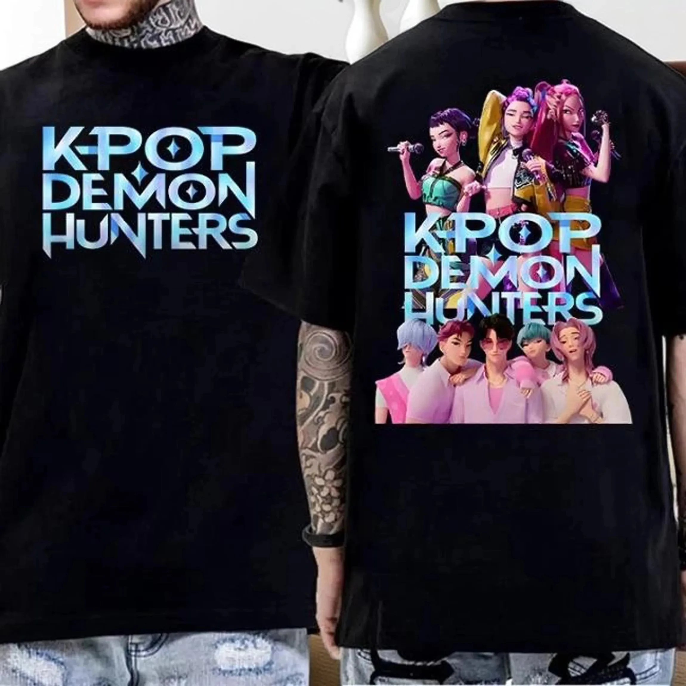 الرجال النساء Kpop شيطان فتاة مجموعة تي شيرت للجنسين المتضخم فضفاض عادية القطن الخالص أنيق K-pop ميرش لمحبي Kpop قميص