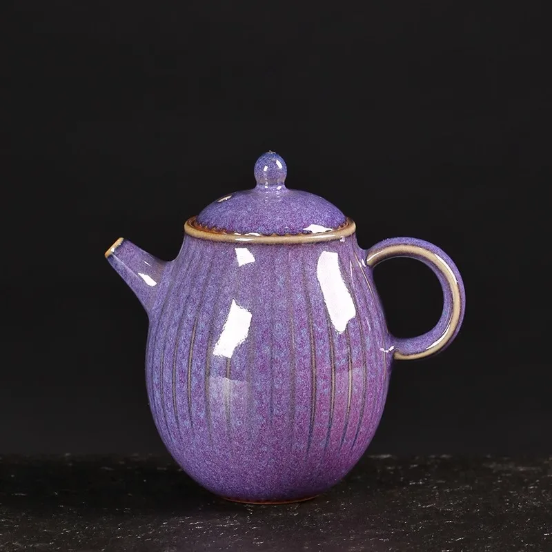 

Xi Yan Jun Kiln Teapot Kiln Change Glaze Purple Small Women's Single Pot Ceramic Jun Porcelain Black Tea Pu erh Single Teapot