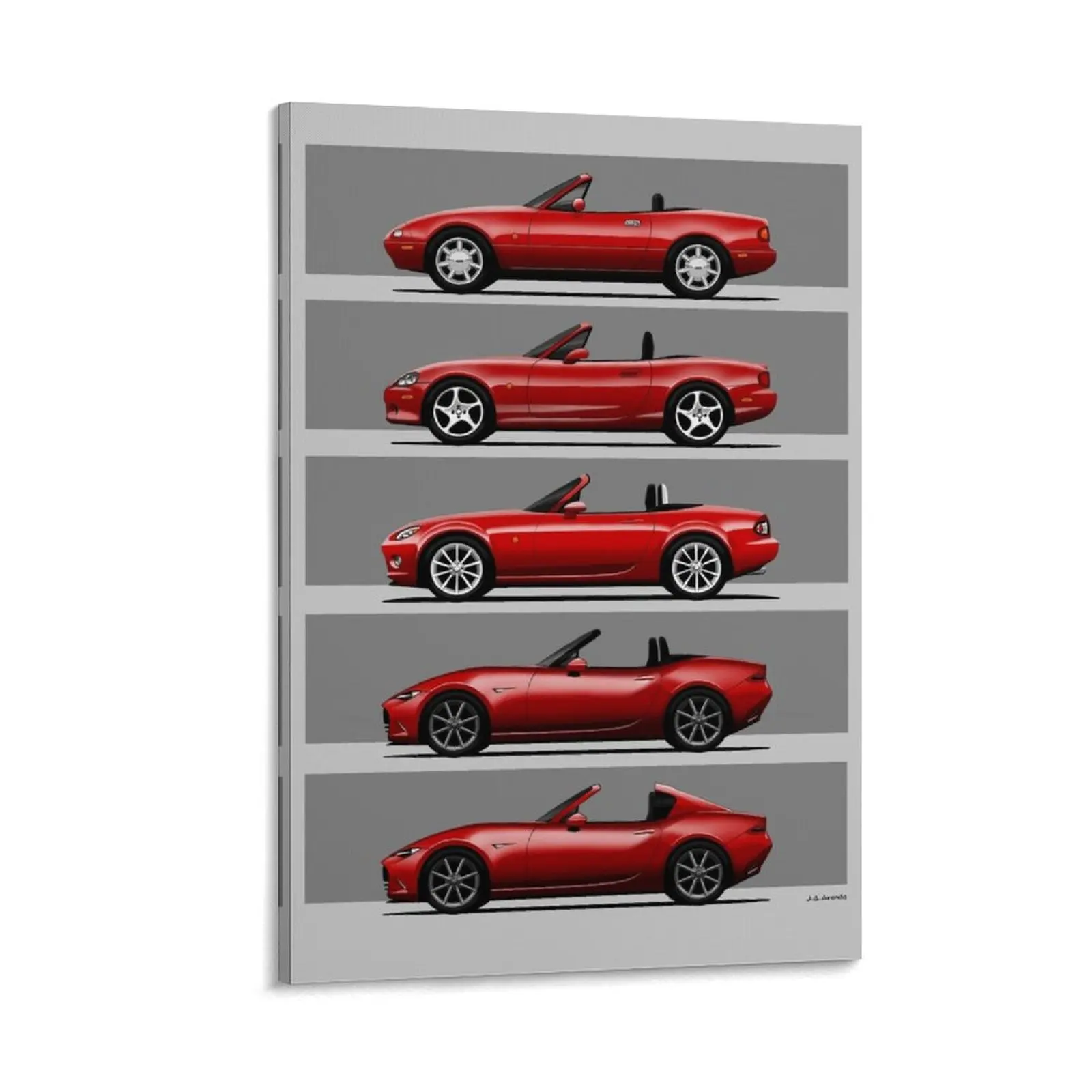 

The five silhouettes of the classic roadster convertible sports car Canvas Painting Paintings accessories for home decor