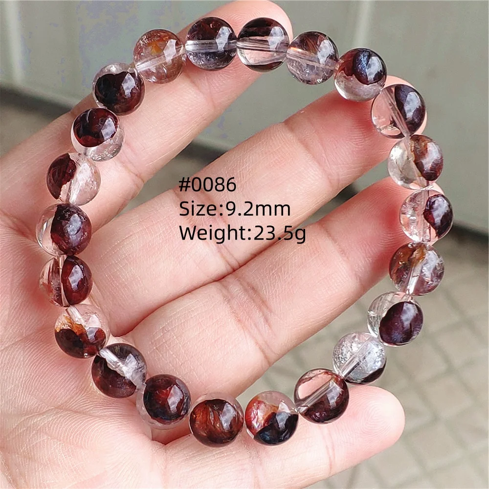Natural Red Limonite Quartz Phantom Round Beads Bracelet Red Limonite Garden Rare Stone Snow Women Men AAAAA