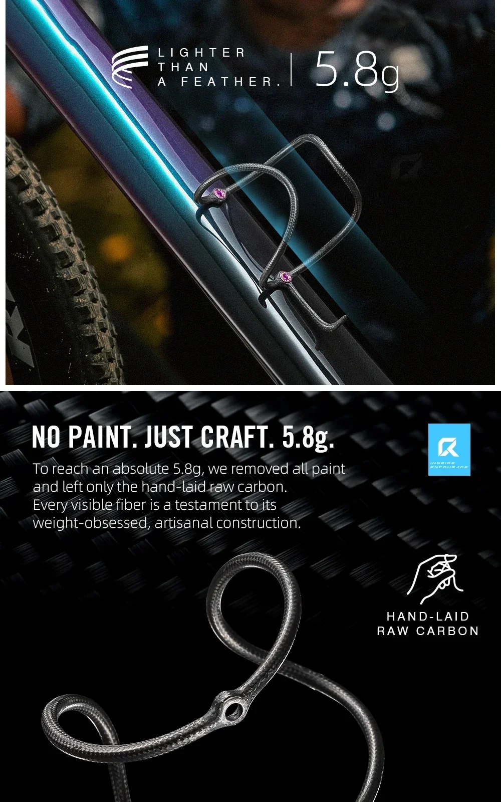 RYET Handgefertigter Fahrrad-Flaschenhalter, 5,8g/8,2g Ultraleichter Carbonfaser-Fahrradflaschenhalter mit Titan-Schraube Fahrrad-Zubehör – Detail 5