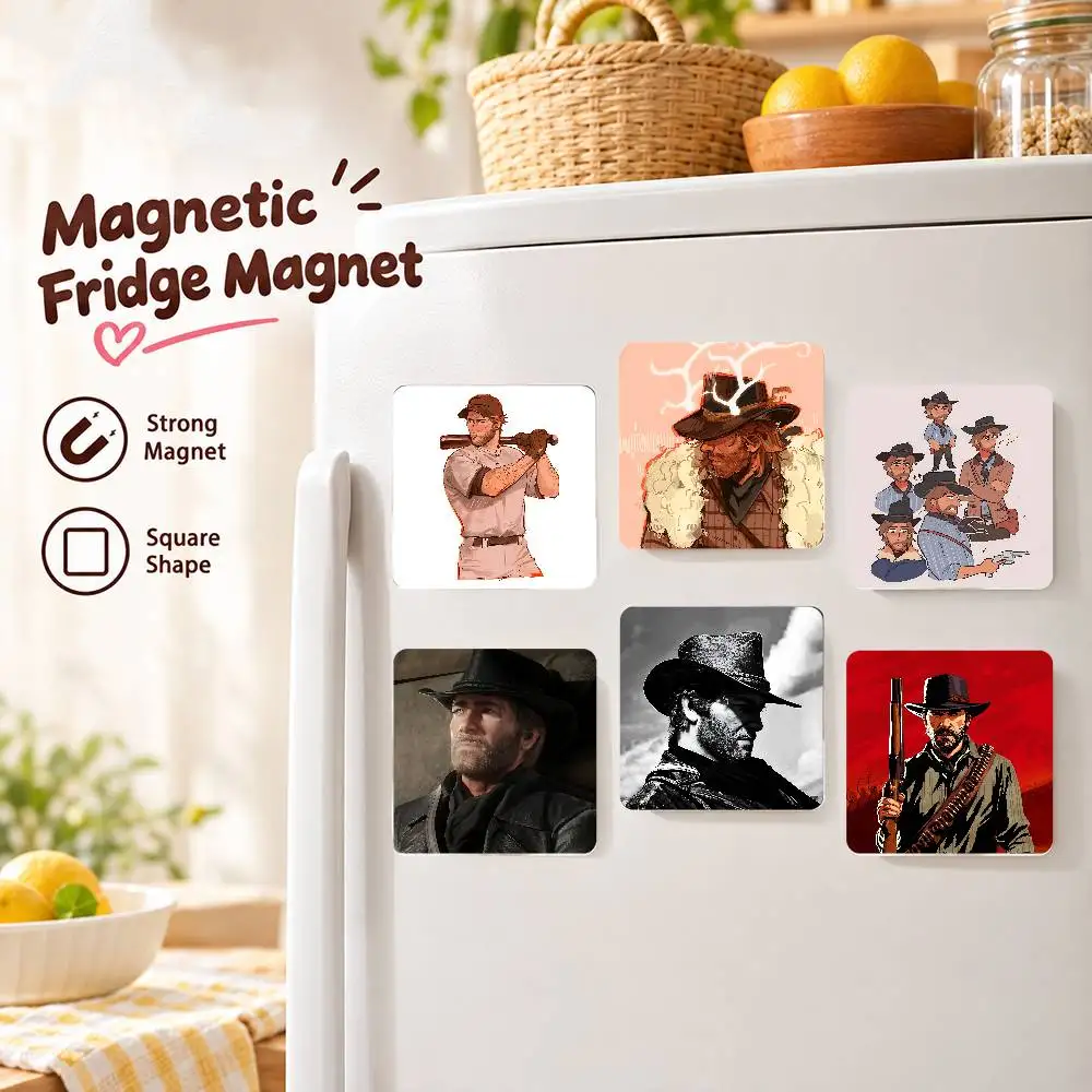 FOR RDR2 Arthur Morgan Acrylic Refrigerator Magnets Square Sticker Kitchen Office Decor Creative Birthday Craft Gift