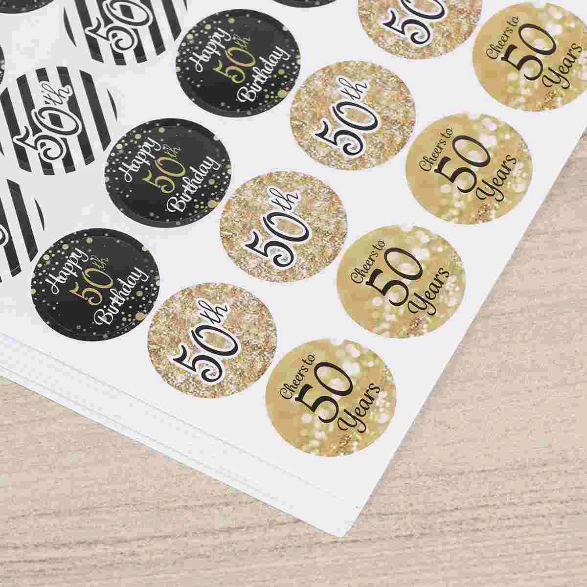 216 Pcs Stickers Labels Birthday Decals Commemorate Bottle Candy for Packaging 50th