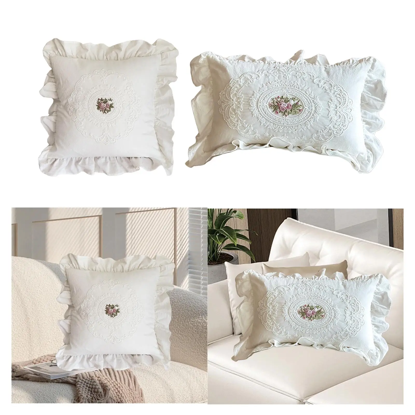 أغطية وسائد مزخرفة على طراز المزرعة الفرنسية الريفية الفاخرة للسرير،