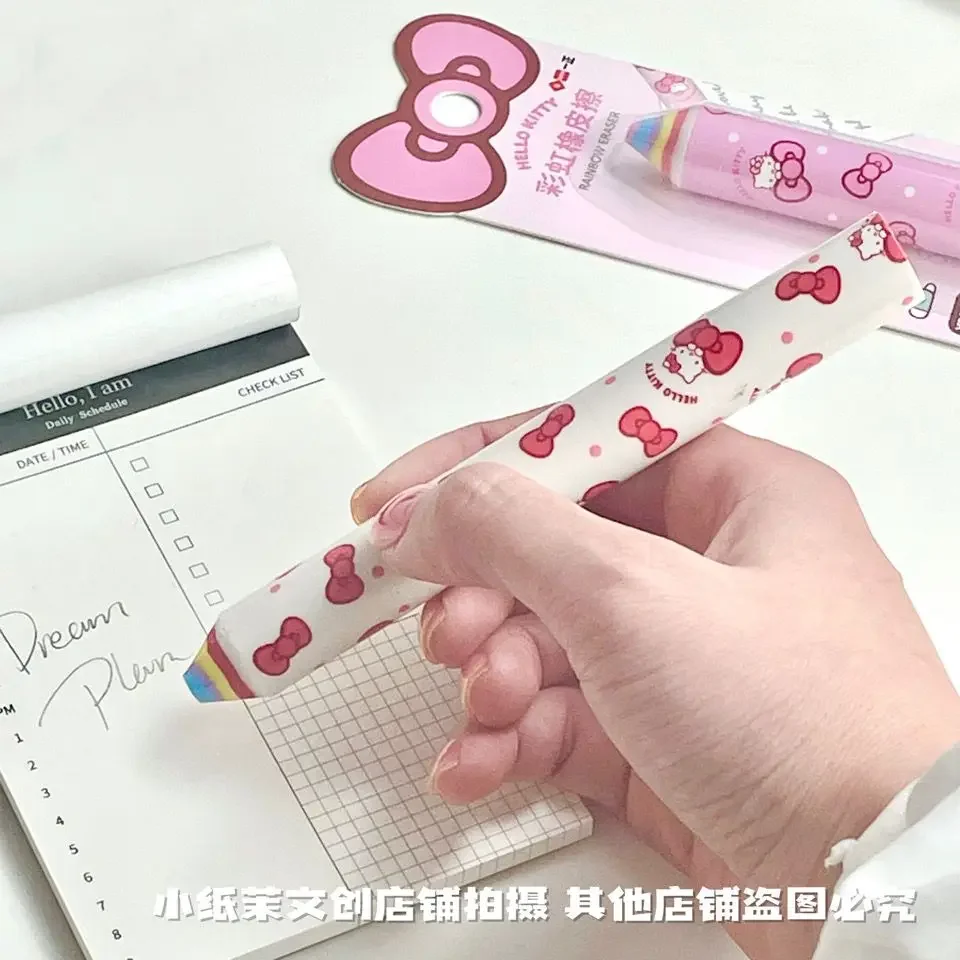 Genuine Hello kitty Rainbow Eraser Cute Cartoon Student Eraser Creative Pencil Eraser anime figure