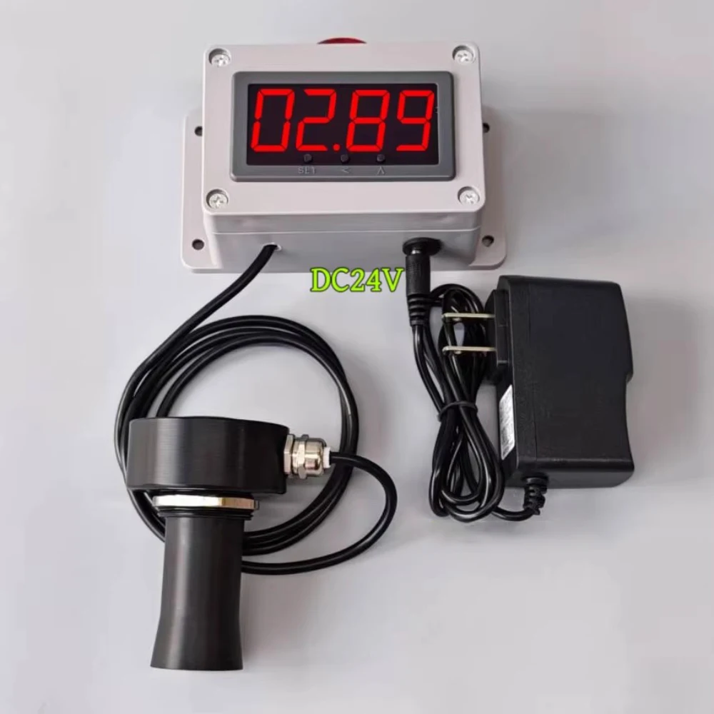 Ultrasonic Level Meter with 60dB Alarm, Digital Display Water Level Gauge, 0-5m Range, High/Low Limit Monitoring