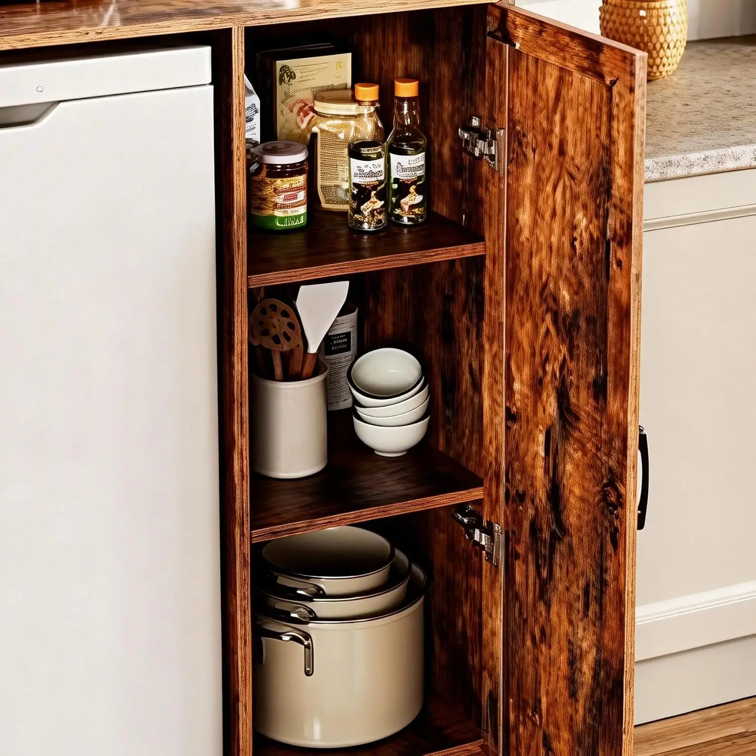 Mini Fridge Cabinet Coffee Bar 3-Tier Organizer Storage Kitchen Living Room, Customized - view 6