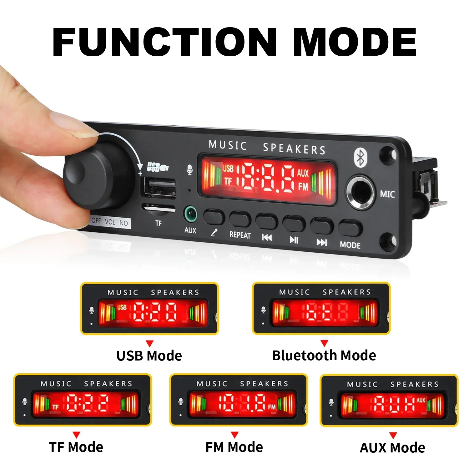 Placa decodificadora de MP3 con Bluetooth 5,0, amplificador de 2x75W y 80W, reproductor de Audio de 12V, módulo de Radio FM para coche, TF, USB, micrófono, grabación de llamadas