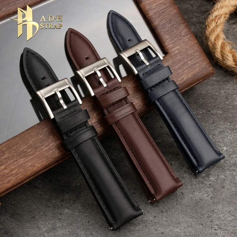 20mm Black Leather Watchband for Seiko Prospex