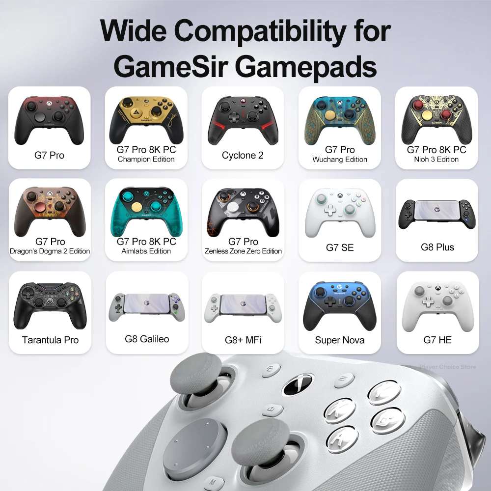 GameSir Joystick Caps for G7 Pro G7 Pro 8K Cyclone 2 Gamepad Accessories 3 Pairs Personalized Caps Smooth Steel Ring Control image 3
