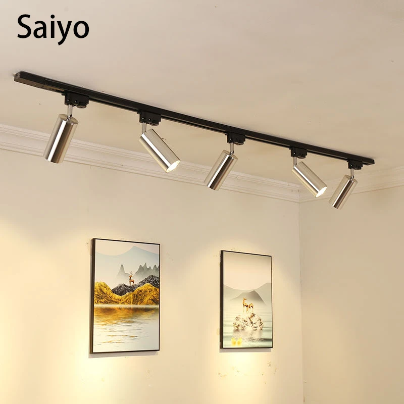 

Led Track Light Electroplated Chrome Silver Color Rail Lights Home Clothing Store Lighting Fixture Anti Glare Ceiling Lamp 10W