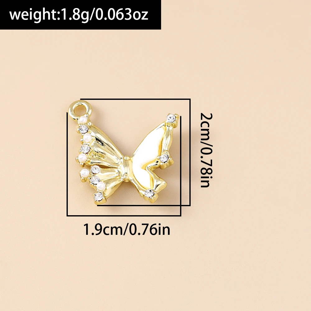 Leslie 5 Stück 19*20mm Y2K Charms Exquisite Kristallperlen Schmetterlingsanhänger für Halskette, Ohrringe, Armband, DIY-Schmuck – Detail 1