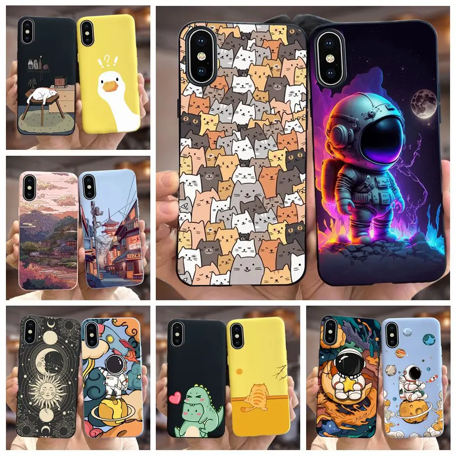 For Apple iPhone X Case iPhone XR Cute Spaceman Cartoon Cover Soft Silicone Phone Case For iPhone XS Max iPhoneX iPhoneXR Bumper