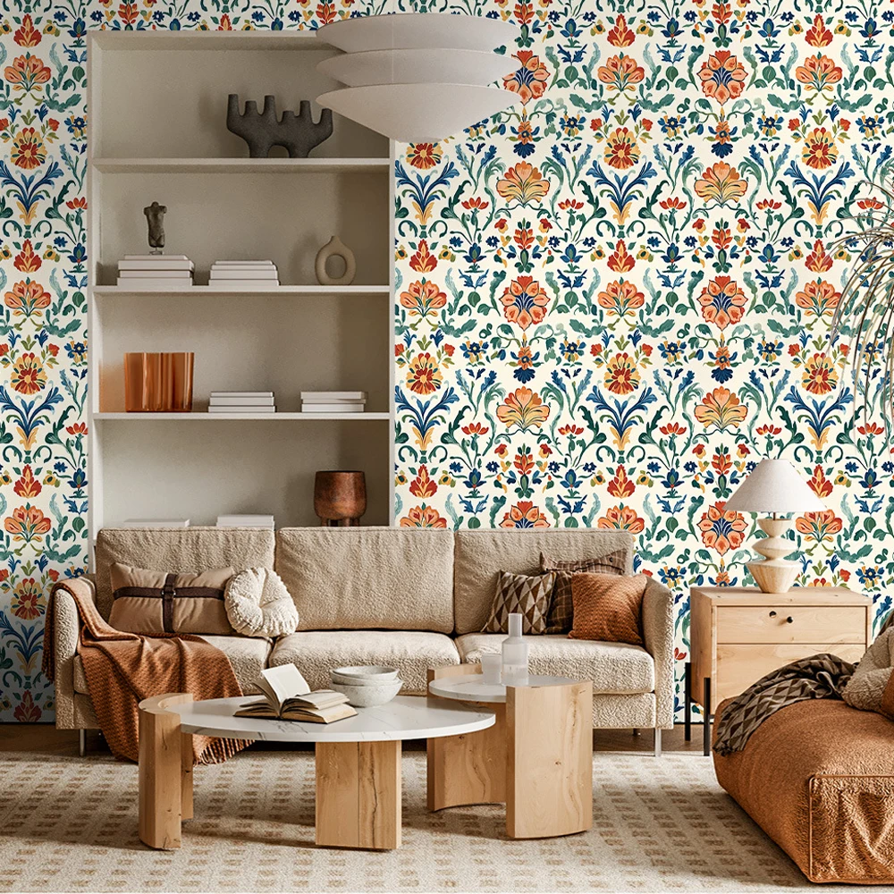 

Peel and Stick Vintage Floral Wallpaper Boho Contact Paper Flower Removable Self Adhesive Wall Paper for Cabinets Bedroom Decor