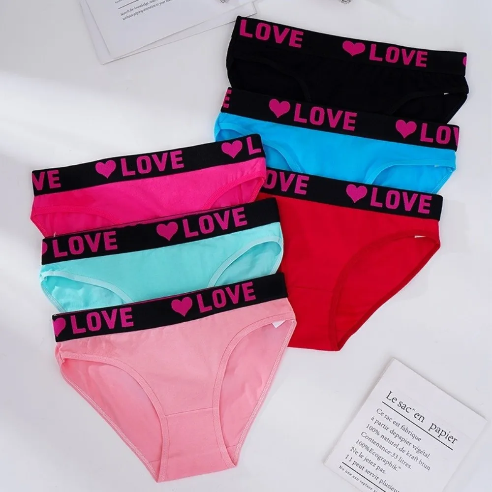 Ultra Thin Women's Underwear Underwear Lingerie Triangle Pants Patchwork Mid-waist Heart Letter Briefs Summer Season