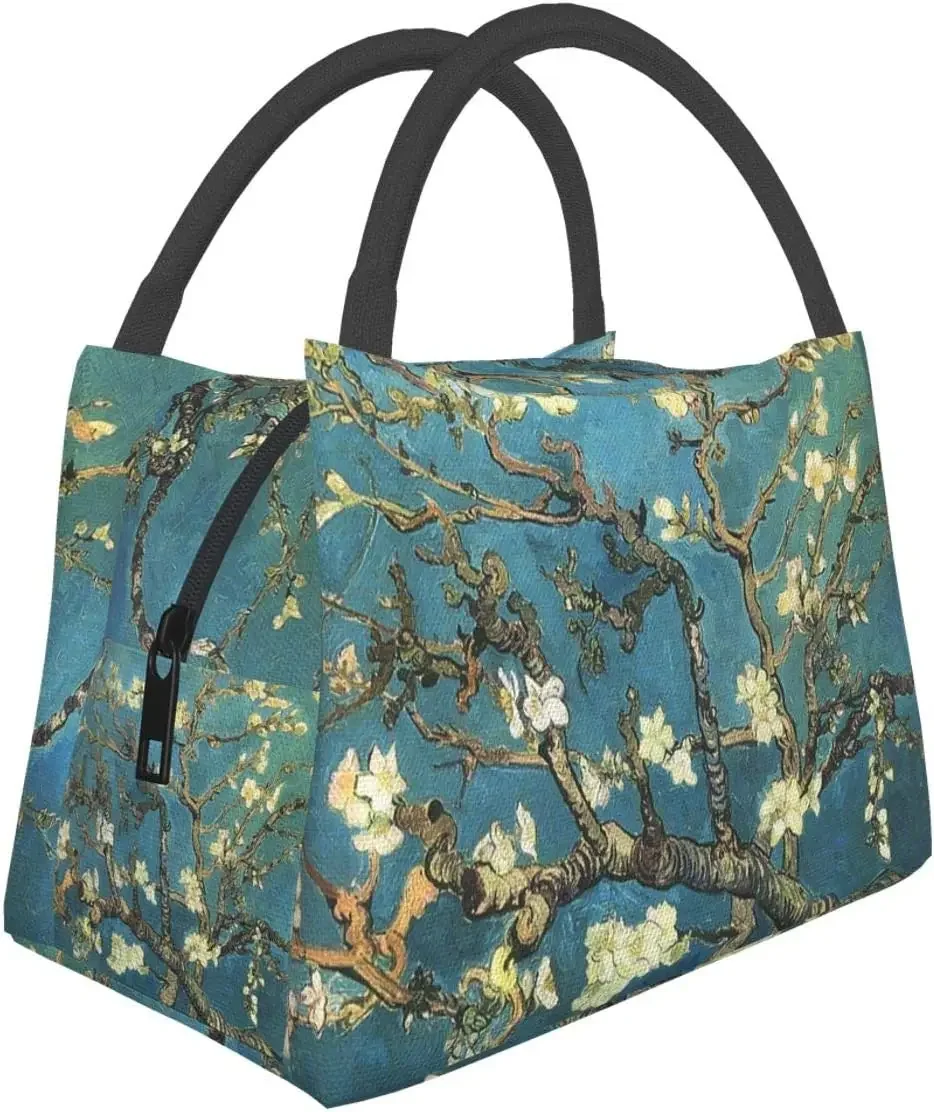 Vincent Van Gogh Blossoming Almond Tree Lunch Bag Tote Bag Lunch Bag for Men Women Lunch Box Reusable Insulated Lunch Container