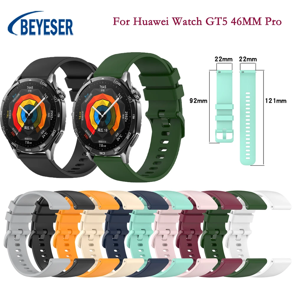 22MMM Silicone Watchband New smartwatch For Huawei Watch GT5 46MM Pro Sport wristband For Bracelet Strap Replacement Accessories