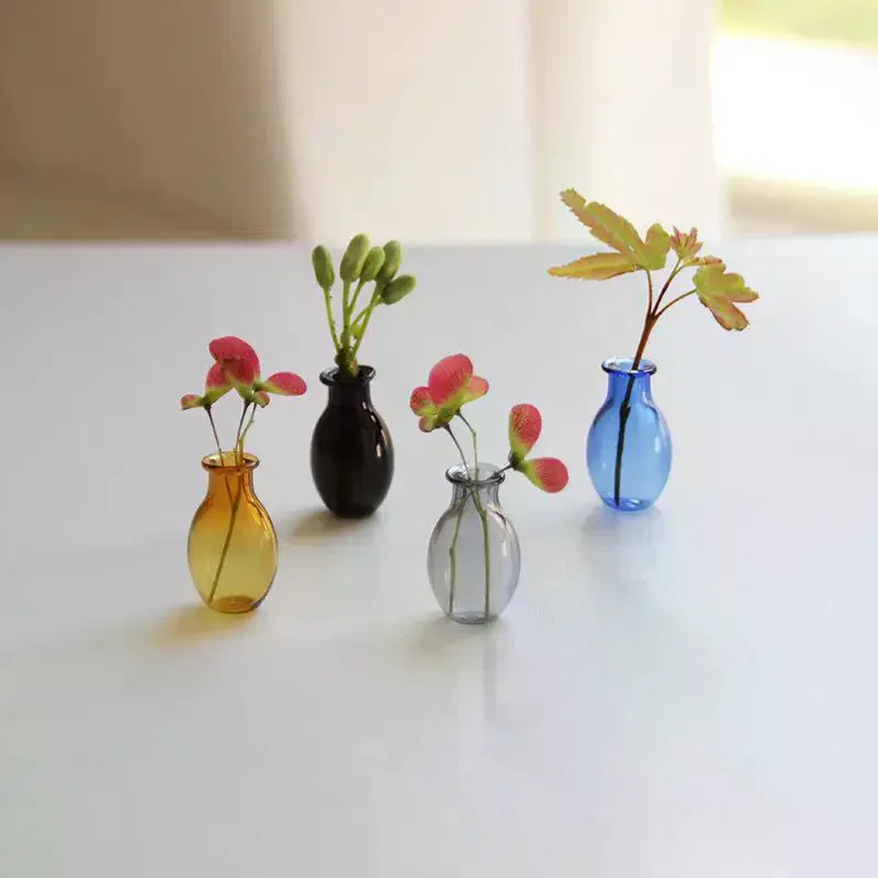 Mini Glass Vase Fridge Magnet Creative 3D Vase Micro Landscape Ornament Fridge Magnets Place Flower Arrangements Decoration