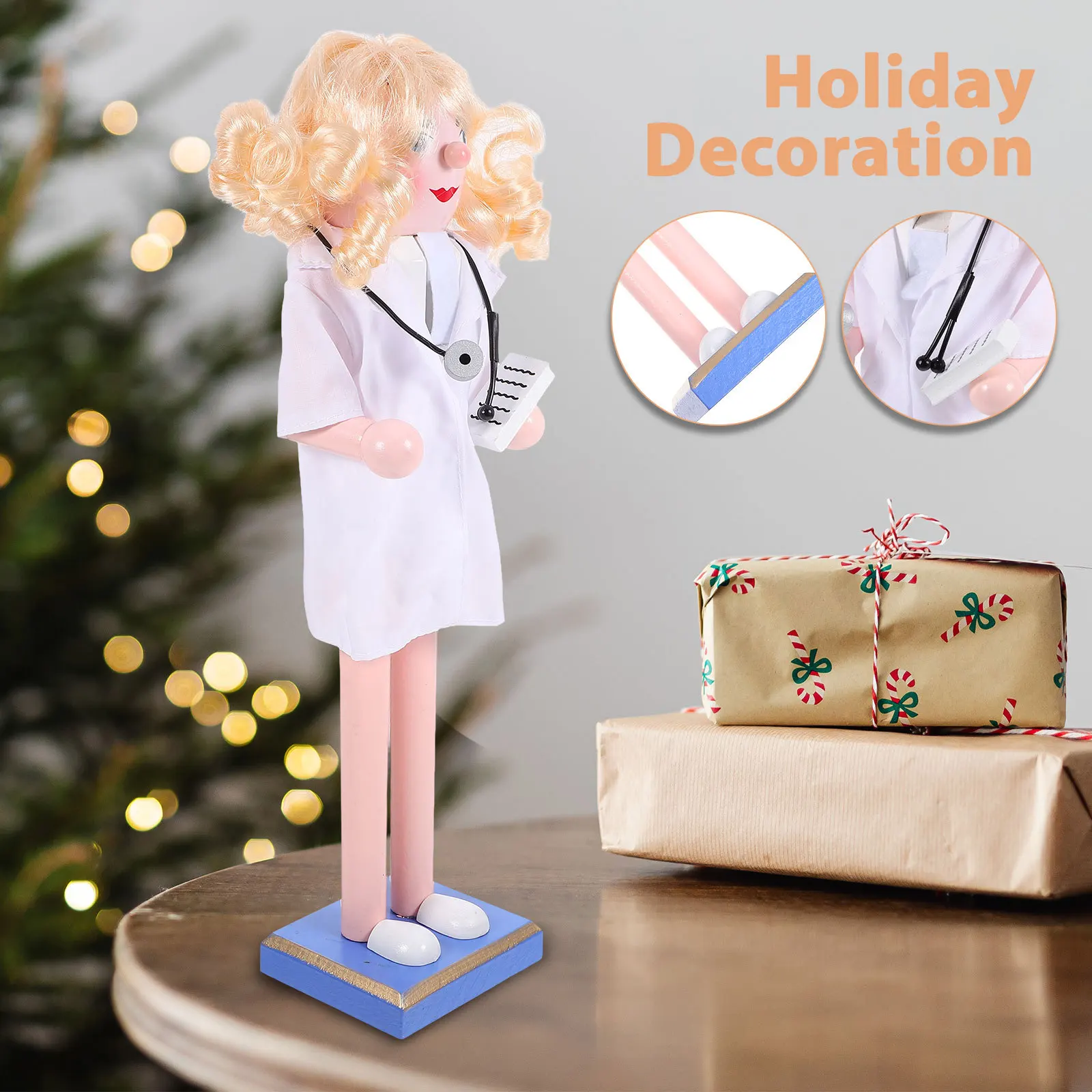 

Classic Wood Nutcracker Christmas Ornament 1 Piece Festive Home Decor for Shelf Mantel Desktop Xmas Decoration Unique Gift