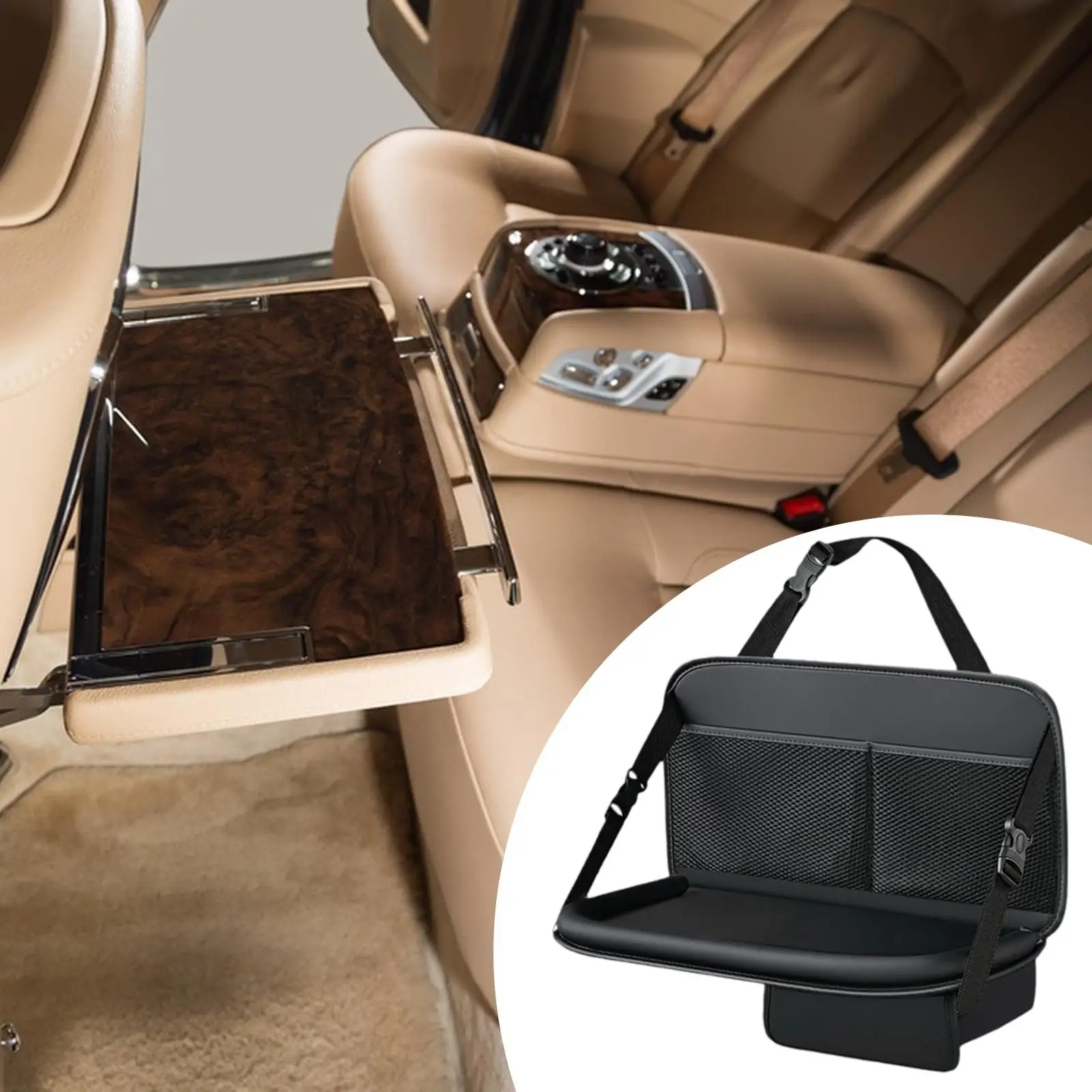 

Universal Car Backseat Organizer with Table Tray Multi Pocket PU Leather Storage Bag Interior Car Accessory for Family Travel