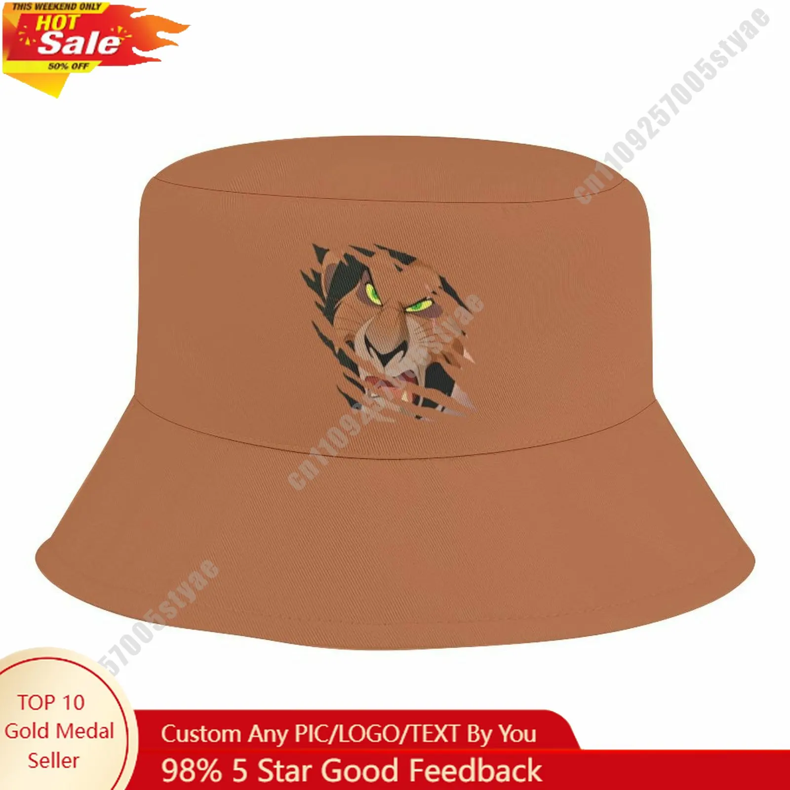 

Scar Bucket Hat Disney Cartoon Character Custom Design Upload Your Image Logo Fisherman Hat 50–54cm Head Circumference