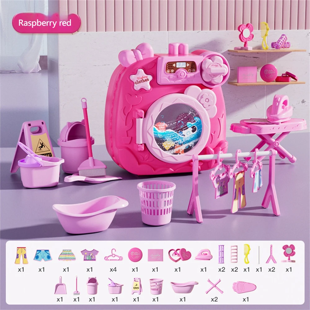 Ensemble de mini machine à laver pour enfants, petit appareil à tambour, outil de nettoyage, machine à laver pour filles, jouet cadeau, jeu de simulation