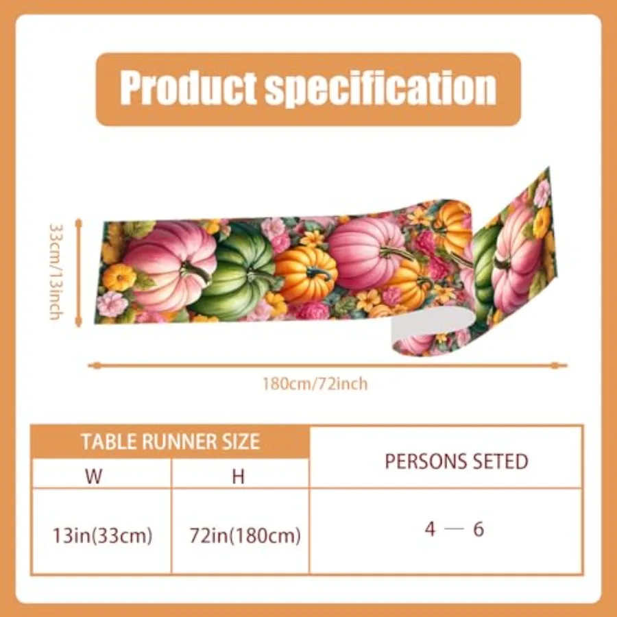 اليقطين الأزهار الخريف الجدول عداء 72 Ih Seasol الخريف الشكر المطبخ غرفة الطعام الجدول زينة للمنزل ديكور الحفلات