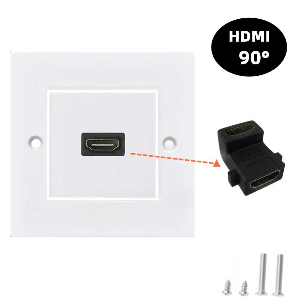 Decorative Single Port Wall Socket Panel for 4K For HDTV Gold Plated Jack Signal Integrity ABS Housing Easy Wall Box Fit