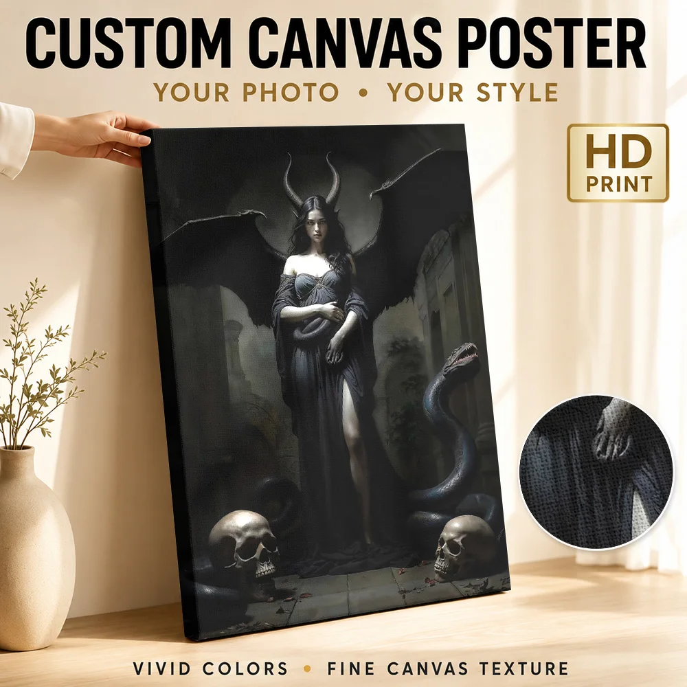 Lilith The Fallen Bride Canvas Print Poster Custom Photo Gothic Horror Wall Art for Bedroom Man Cave Decor Gift for Collectors