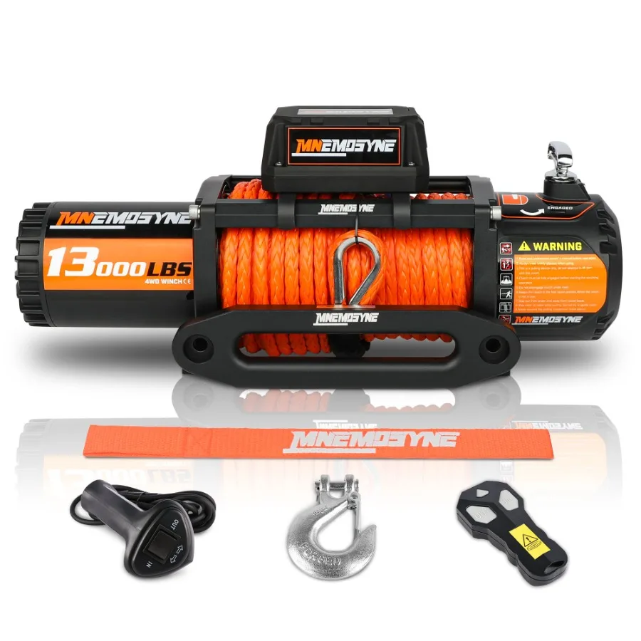 

13000LBS Electric Winch 12V Synthetic Rope Sand Towing Truck Trailer Jeep 4WD