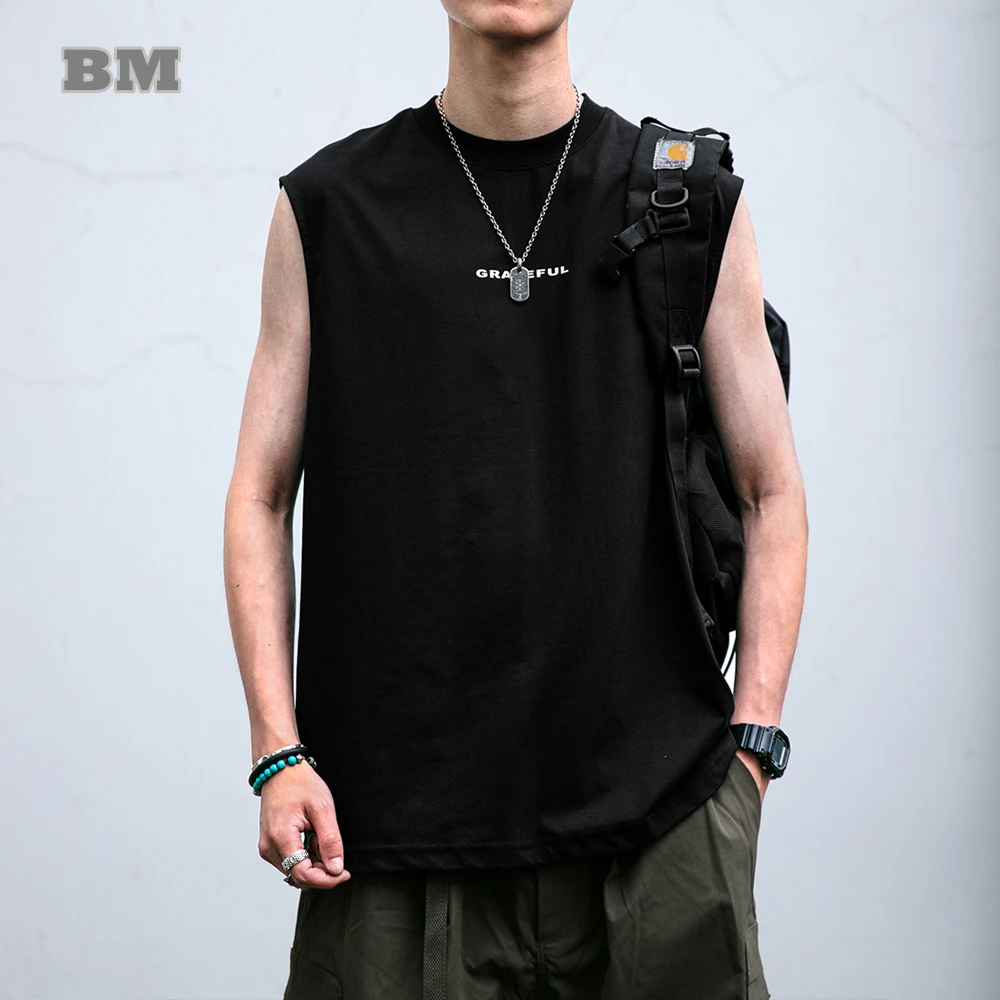 

Korean Streetwear Men Tank Top Summer Sleeveless Gym Clothing Basketball Workout Vest Plus Size Casual Fashion Sport Tops Trendy