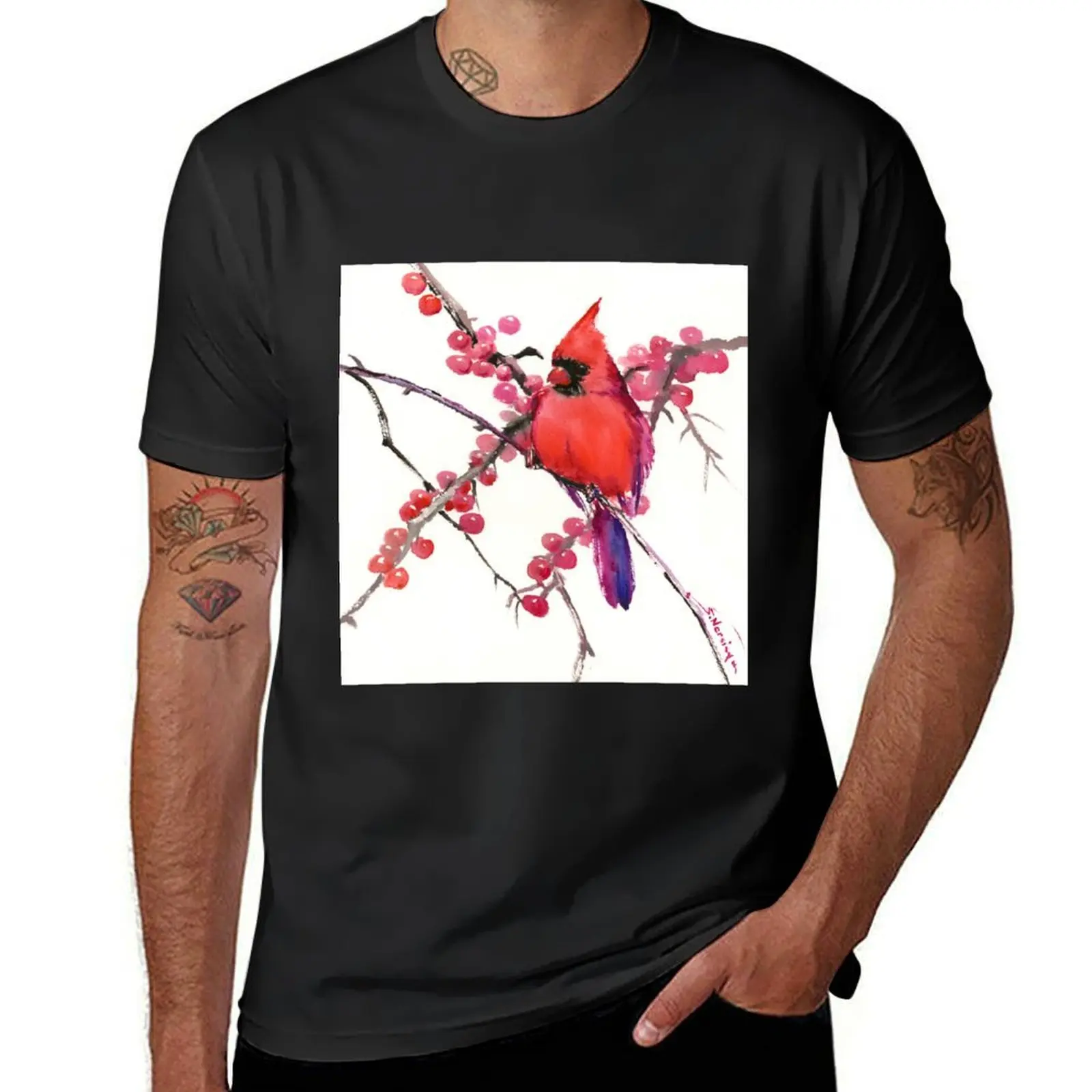 Cardinal Bird and Berries T-Shirt Blouse shirts graphic tees t shirts for men pack