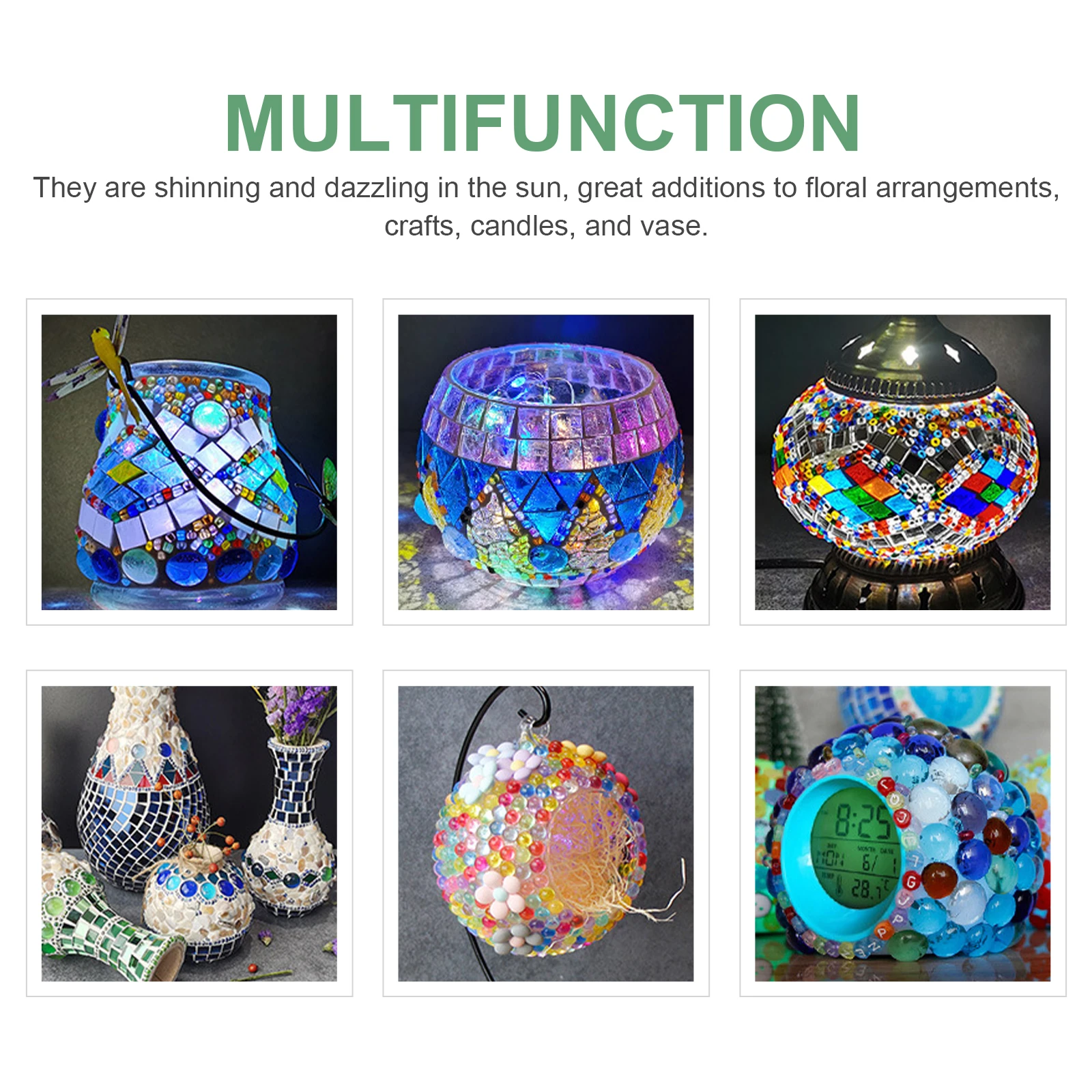 

3 Bags Glass Flat Beads Decor Multi-Use Colorful Smooth Shiny Rocks For Aquarium Garden Vase Fountains Landscaping Diy Craft