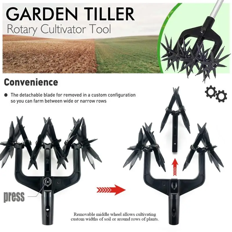 

2 In 1 Garden Rotary Tiller Lawn Ripper Land Aerator Gardening Tool Weeding Digging Grass Turning Tool Loose Soil Aerator