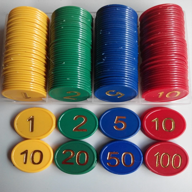 Chip Set 80 pieces, 160 pieces, double-sided gilded digital chips, mahjong and poker game tokens, plastic chip coins MJJ55