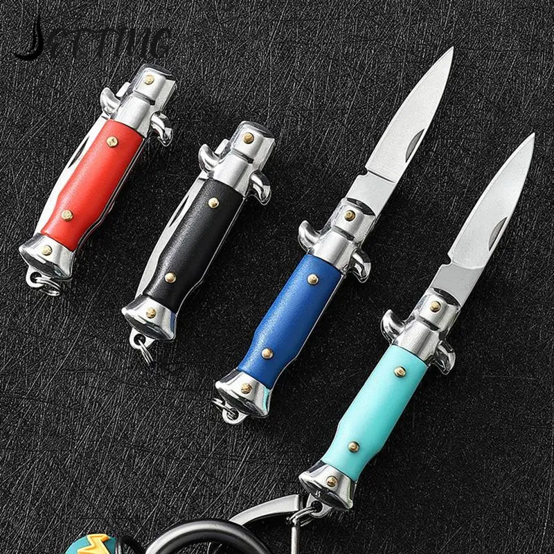 Aço inoxidável portátil Folding Mini Pocket Knife Multifuncional Keychain Pendant, cortador de lâmina, Camping Tool, abridor ao ar livre