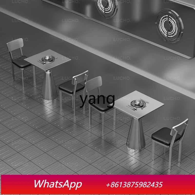 LMM Industrial Style Stainless Steel Table and Chair Hot Pot Restaurant Theme Restaurant Wall Seat Sofa Commercial Use