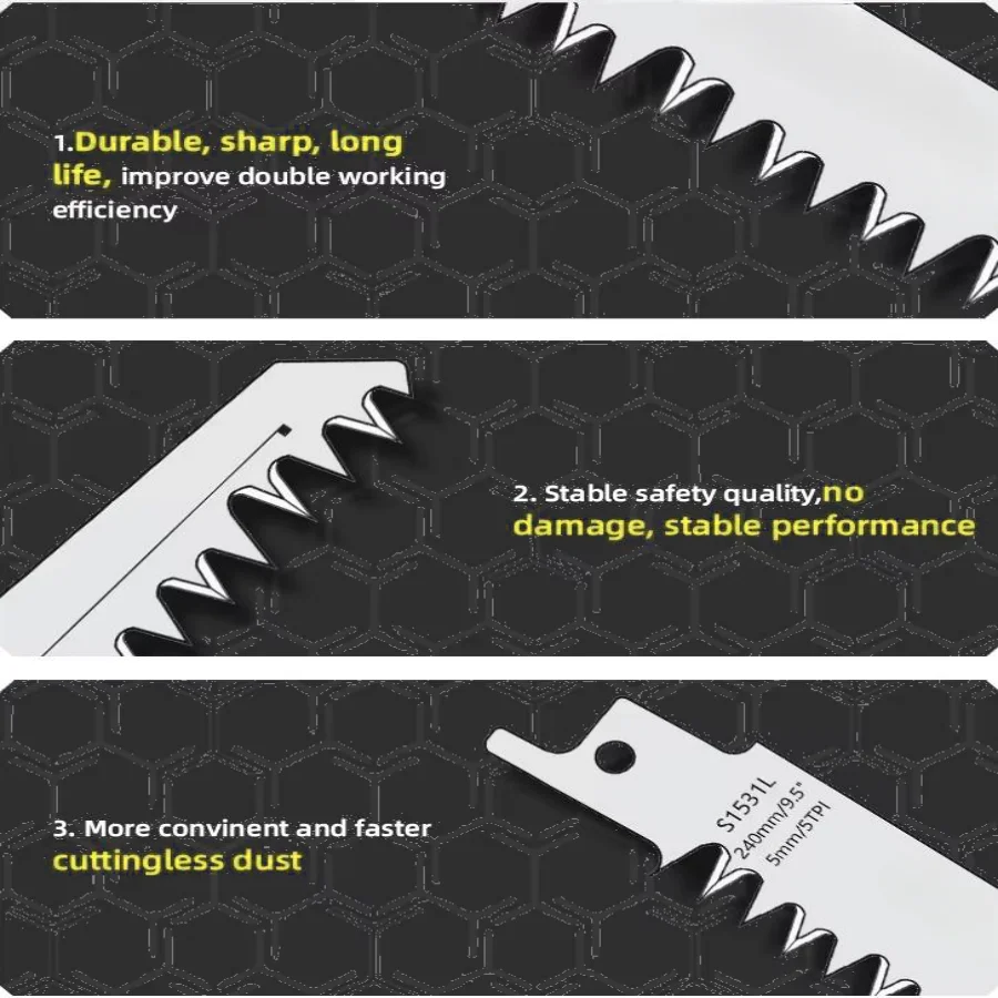 BESTWiN 5PCS 5TPI Wood and PVC Pipe Cutting CRV Sharp Ground Teeth Sabre Saw Blades Wood Pruning Reciprocating Saw Blades