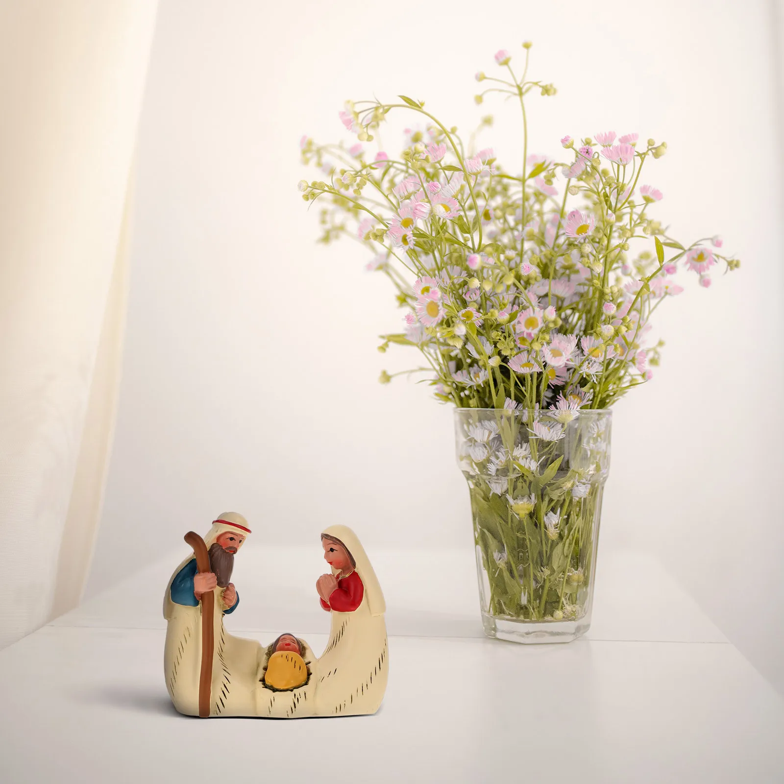 

1Pcs Jesus Birth Scene Ornament Resin Nativity Decoration Tabletop Christian Home Church Decor Miniature Decor