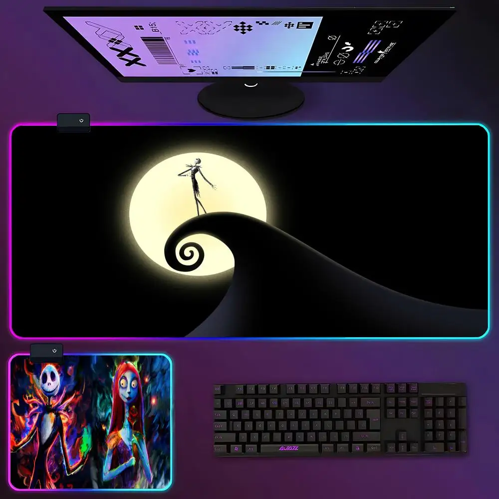 The Nightmare Before Christmas Mouse Pad RGB 900x400x3mm Thickened  Large Table Pad Encrypted Anti Skid Super Large Mouse Pad