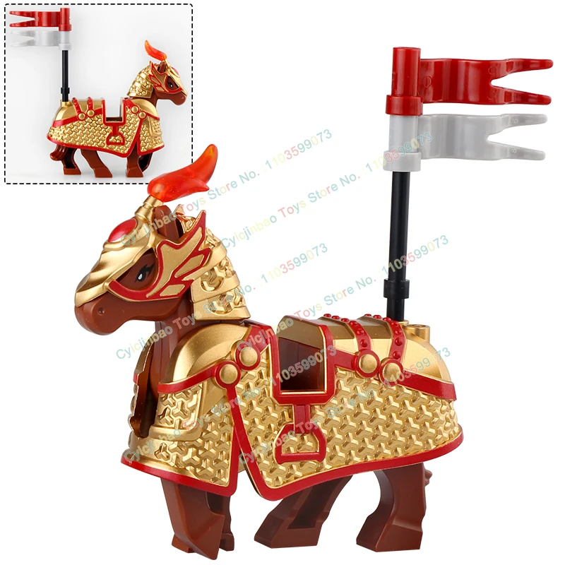 Alte militärische Kavallerie montiert Kriegs pferd Tier Bausteine Ziegel Mini Action figuren Spielzeug für Kinder Geschenke br851