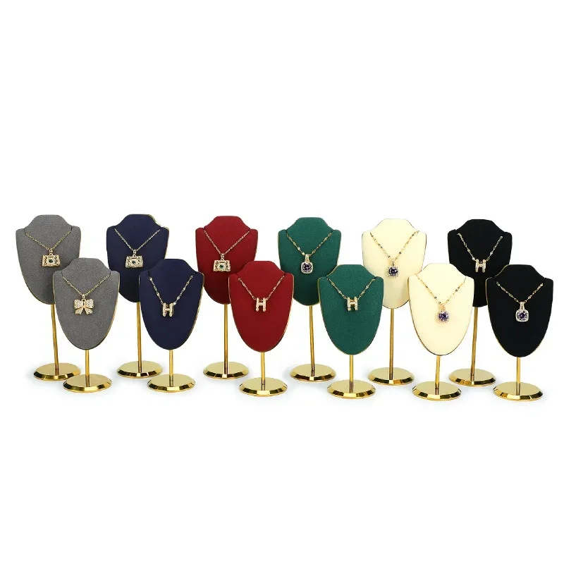 Supre Mini Bust Display Stand Metal Velvet Jewelry Display Holder for Jewelry Necklace Display