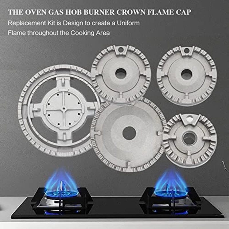 Upgrade Cooker Hat Set Oven Gas Hob Burner Crown Flame Cap Cover As Shown For Kitchen Fit For SABAF Stove Handles Lid Kit