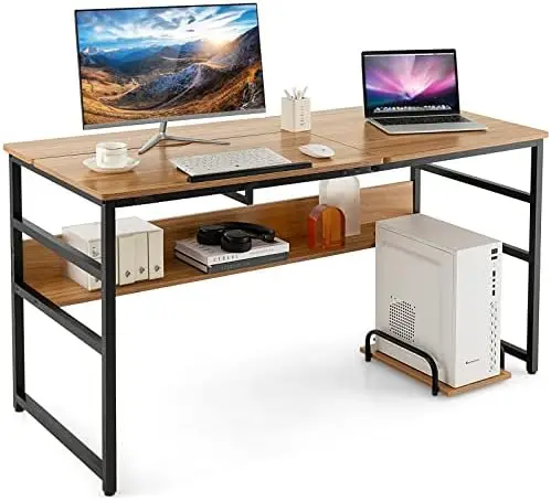 

55-Inch Computer Desk, Drafting Table with Tiltable Desktop for Drawing Writing Reading Studying, Multifunctional Art Desk Craft