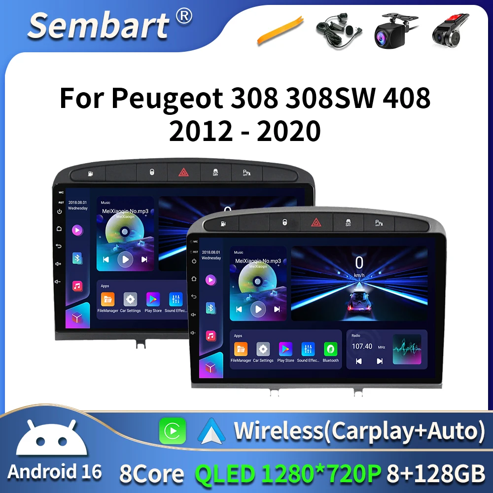 

Android 16 Car Radio for Peugeot RCZ 308 SW 2007-2015 408 2012-2020 2DIN Multimedia Navigation GPS Carplay Auto Head Unit WIFI