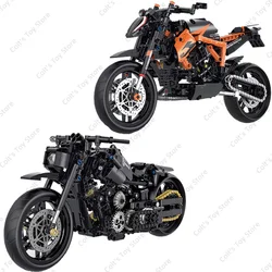 City Series Speed Champion KTM 1290 Motorcycle Building Blocks Black Duke Moto Racing Retro Motorbike Model Brick Kids Toy Gift