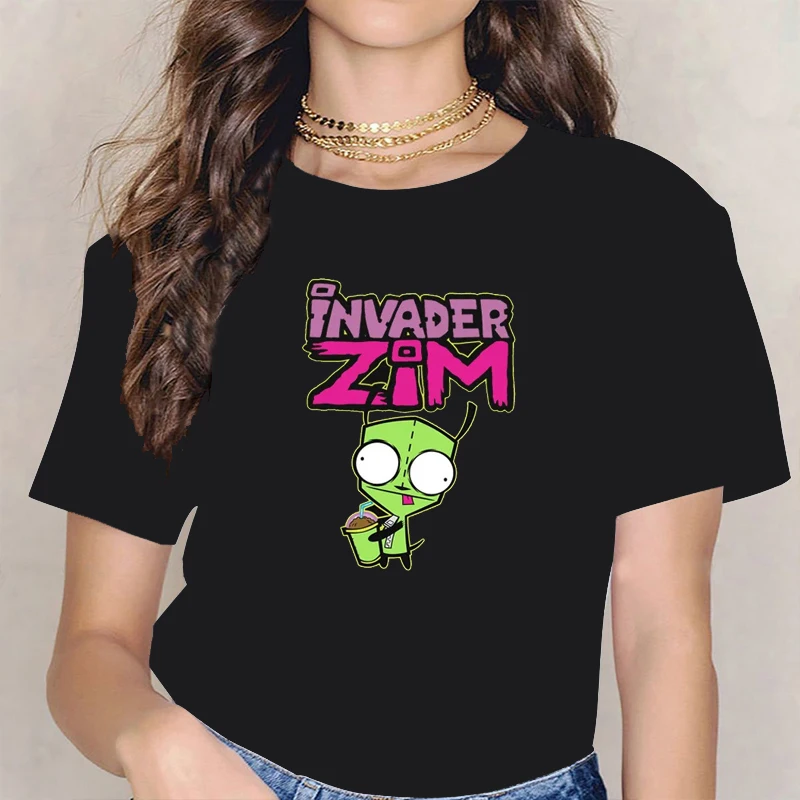 Cute Cartoon Invader Zim Gir Graphic Tshirt Image Plus Size T Shirt Retro Tee Fashion Streetwear Tops