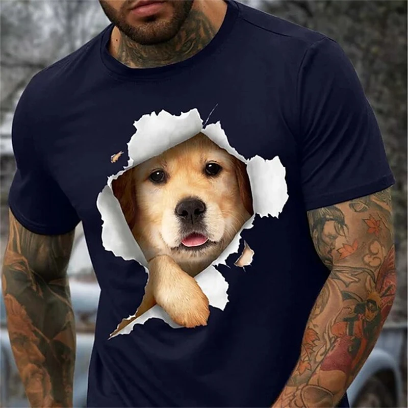 Cute Pet Golden Retriever Graphic 3D Print T-Shirts Men's Women Short Sleeve Round Neck T Shirt Tops Harajuku Tees Man Clothing