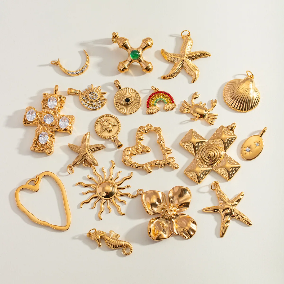 

Retro DIY 8K Gold Stainl Steel 3D Sun Oil Parts Large Size Jewelry Accories Cross-Border Faionable Accories